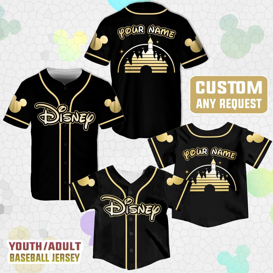 Personalized Disney Baseball Jersey, Custom Name Disneyland Baseball Jersey