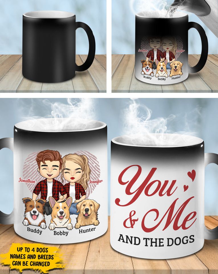 You Me And Our Dogs Husband Wife Anniversary Personalized Color Changing Magic Mug