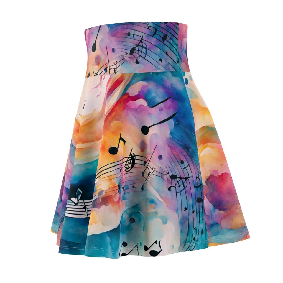 Watercolors and Music Skater Skirt, Women's Skater Skirt