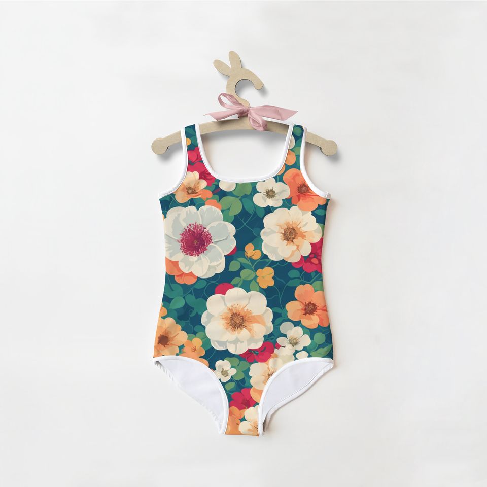 Girls Flowers Swimsuit | Toddler Bathing Suit | Cute | Quick Drying