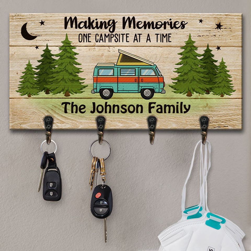 One Campsite At A Time - Personalized Key Hanger, Key Holder