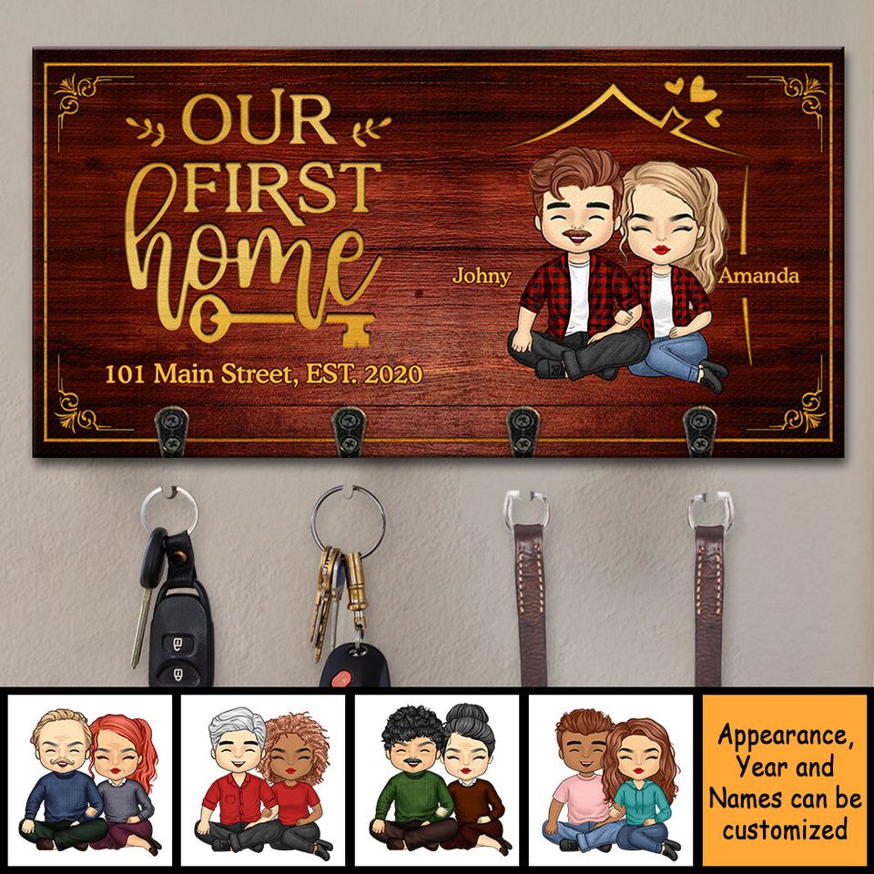 Our First Home - Personalized Key Hanger, Key Holder