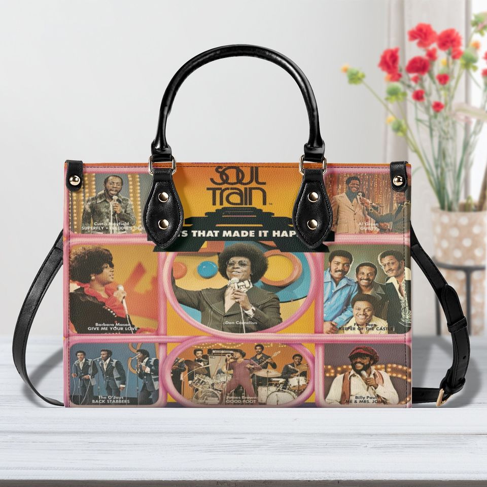 Soul Train Women Leather Handbag, Travel handbag, Gift for fan