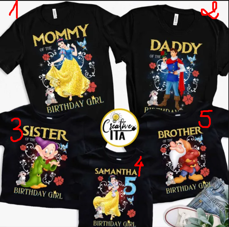 Personalized Disney Snow White & 7 Dwarfs Birthday T-shirt