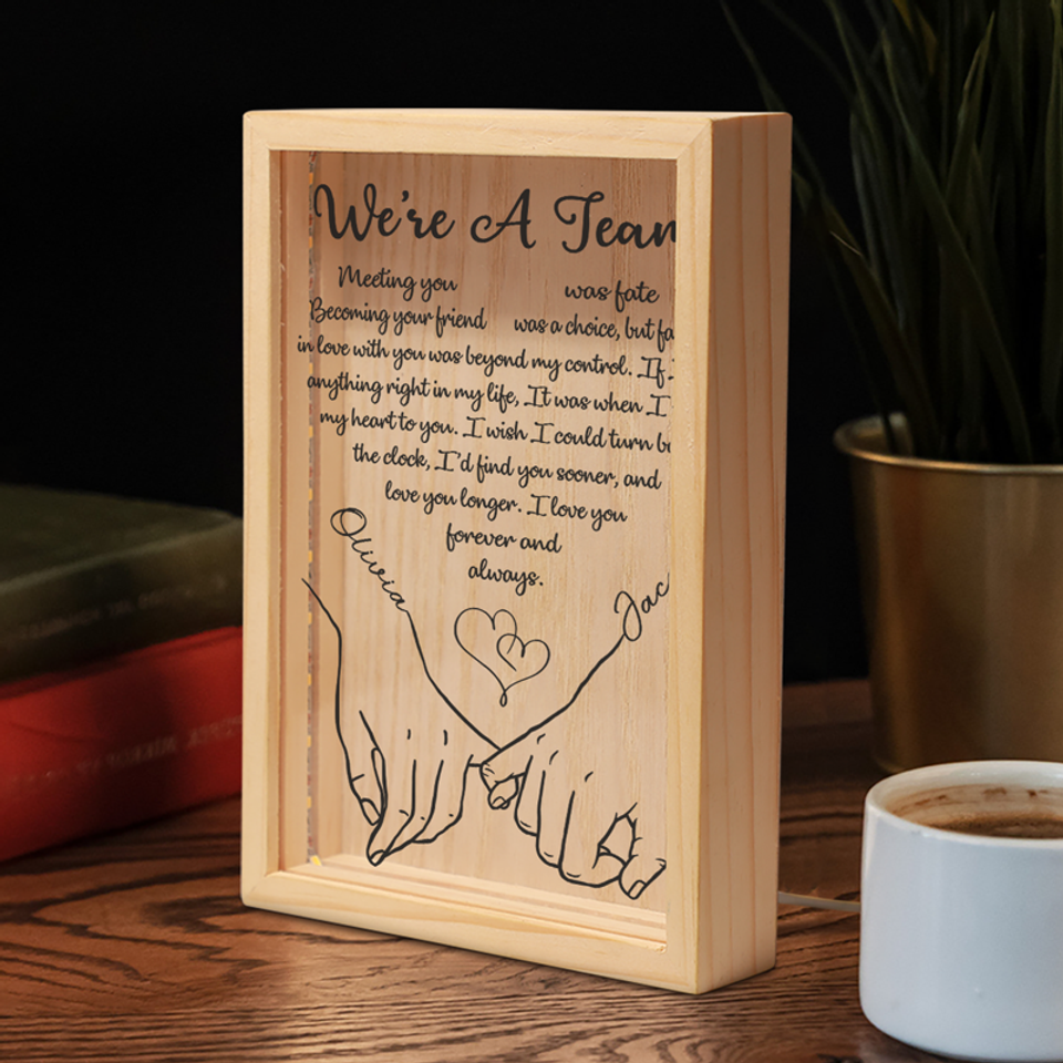 We're A Team Meeting You Was Fate Couple Personalized Custom Frame Light Box