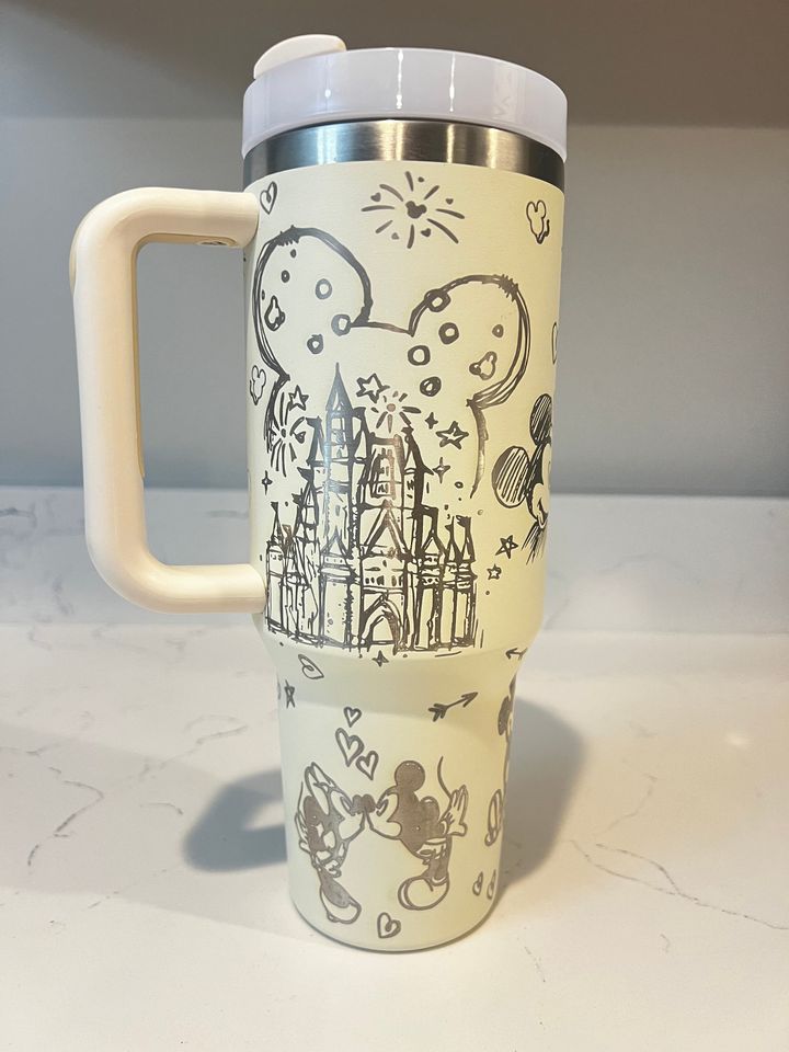 40oz Stainless steel Tumbler, Valentines Day Mouse and Castle