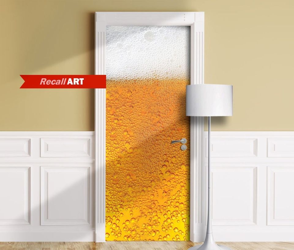 Door Mural - Beer Bubbles. Removable Door Cover