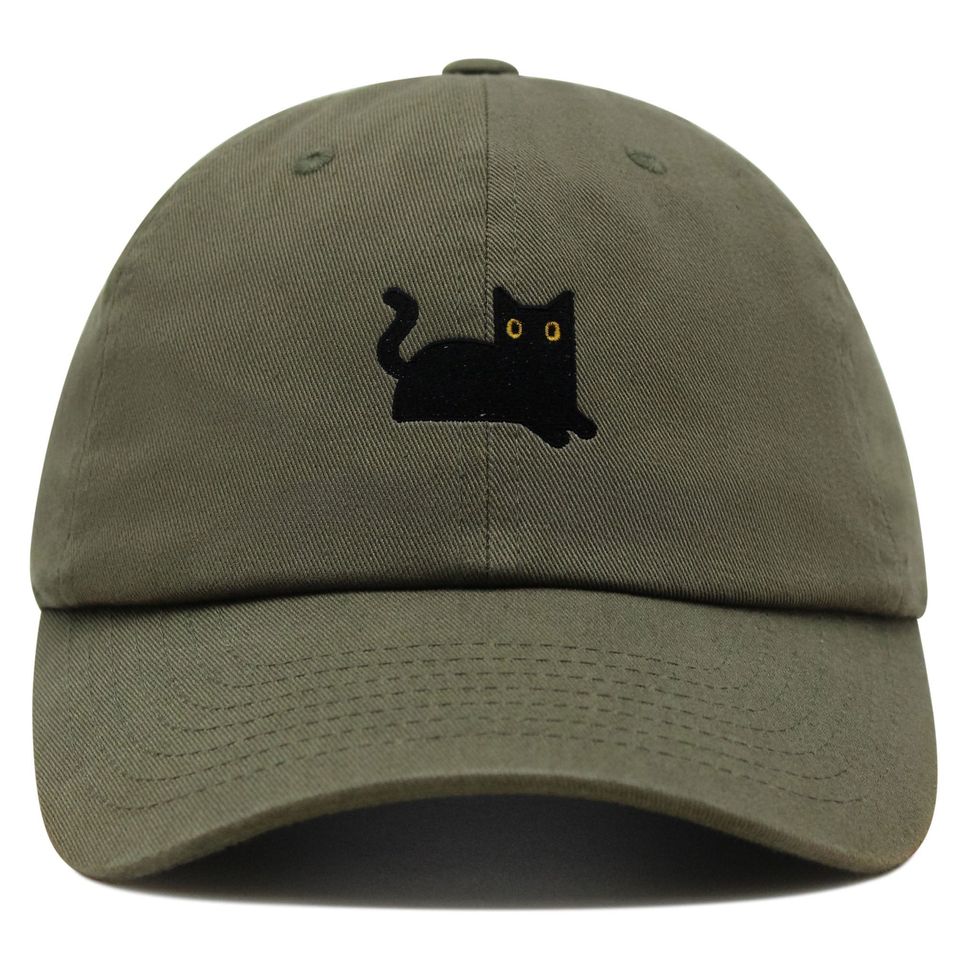 Black Cat Premium Dad Hat Embroidered Baseball Cap Cat Mom