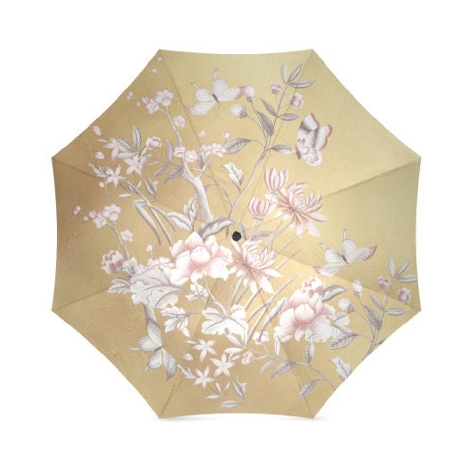 Chinoiserie Gold Floral Umbrella