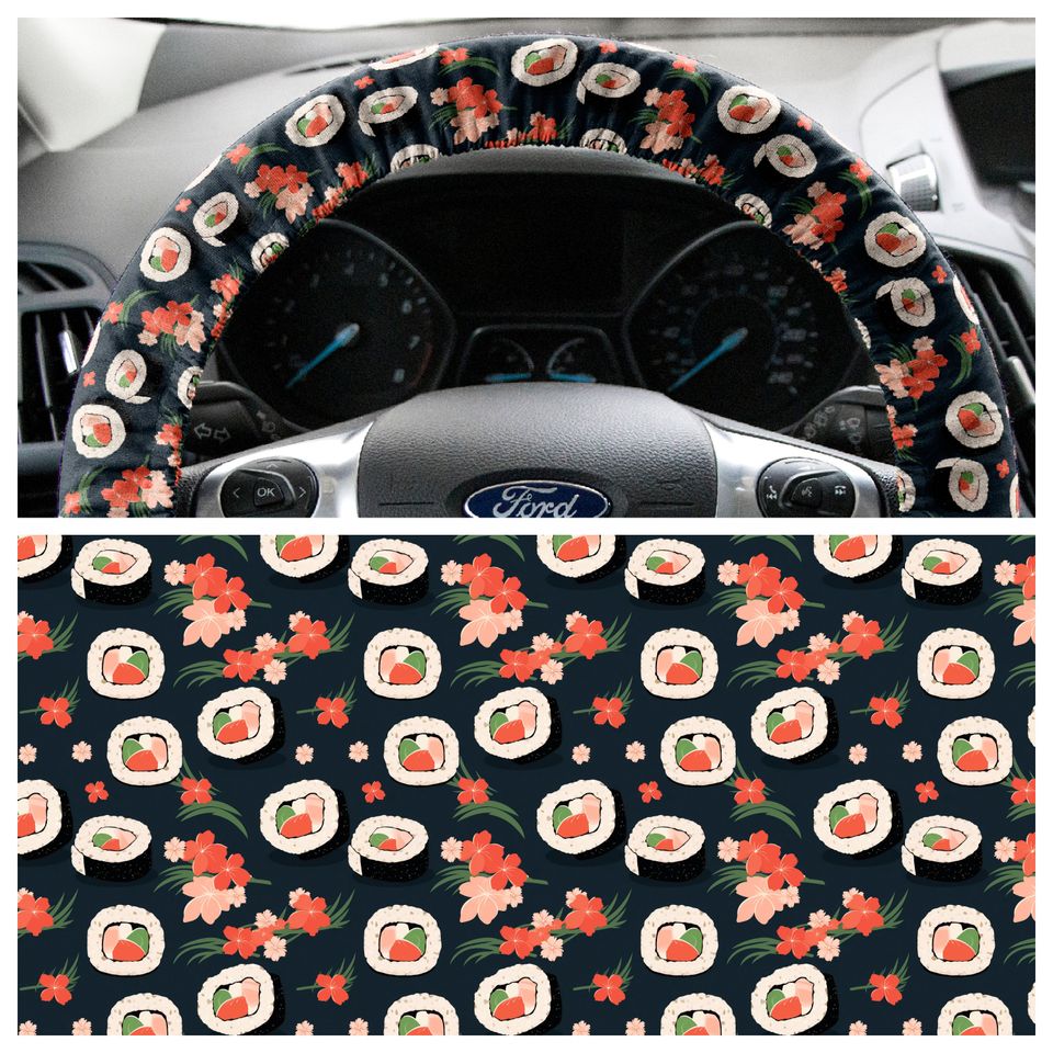 Sushi Lover Steering Wheel Cover, Japan Art Car Accessories