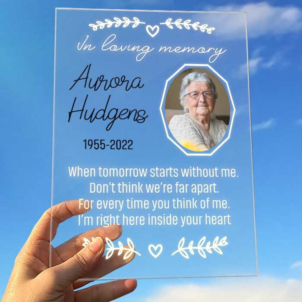 For Every Time You Think Of Me I'm Right Here Inside Your Heart Custom Image Acrylic Plaque With Stand