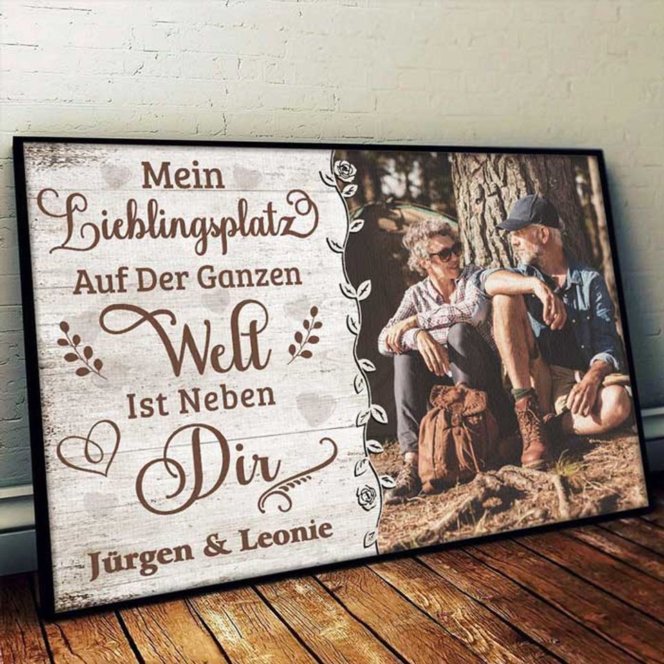 German Couple Custom Upload Photo Personalized Husband Wife Poster