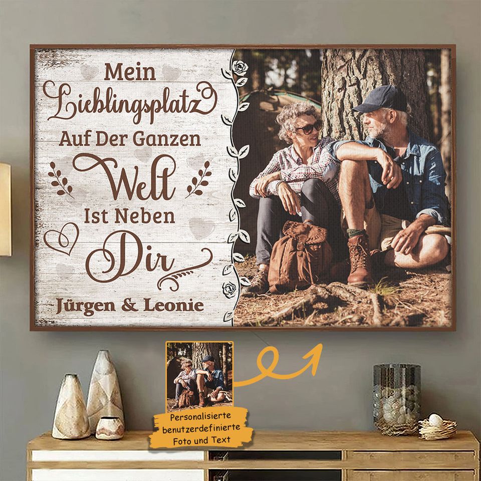 German Couple Custom Upload Photo Personalized Husband Wife Poster
