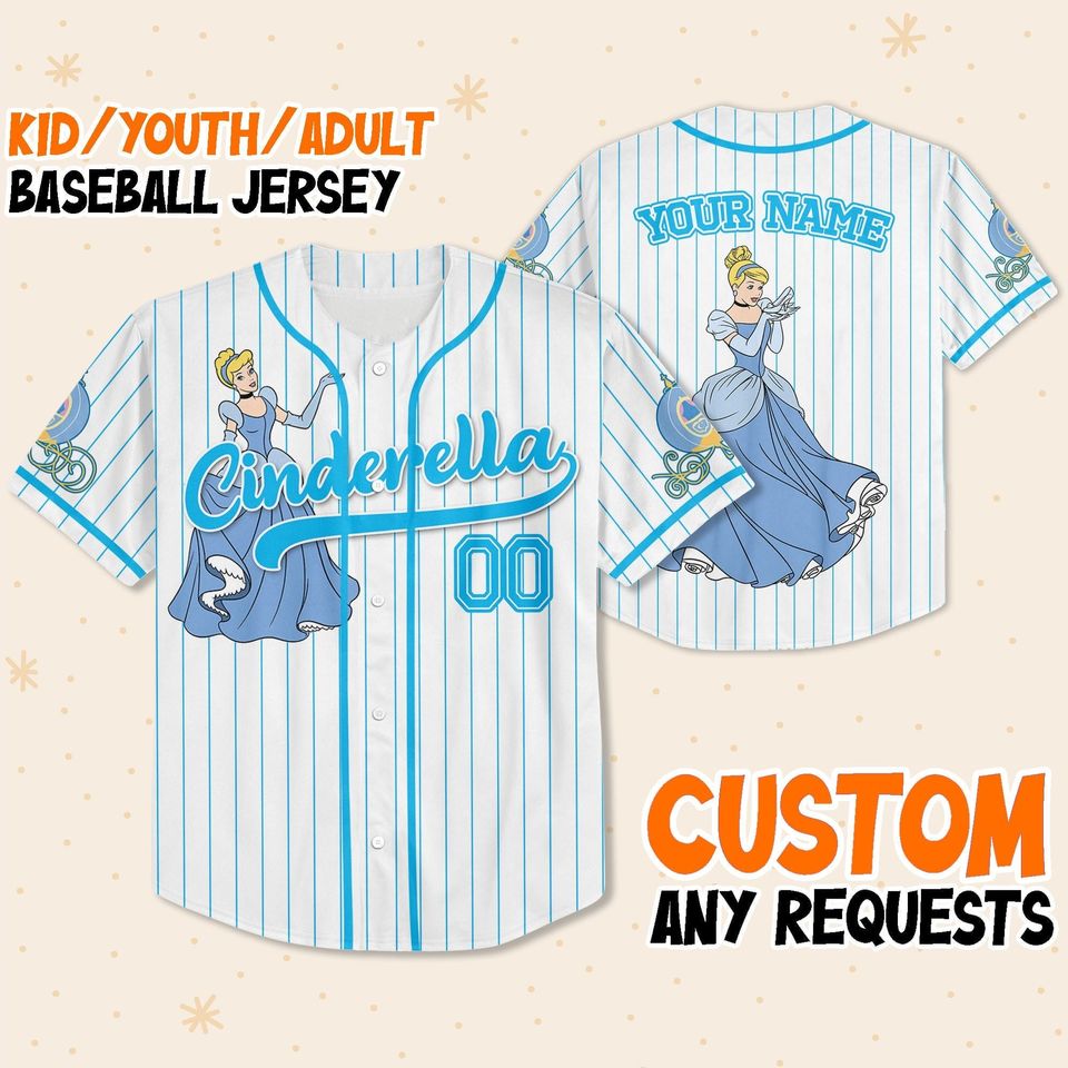 Personalized Disney Princess Cinde Simple Baseball Jersey