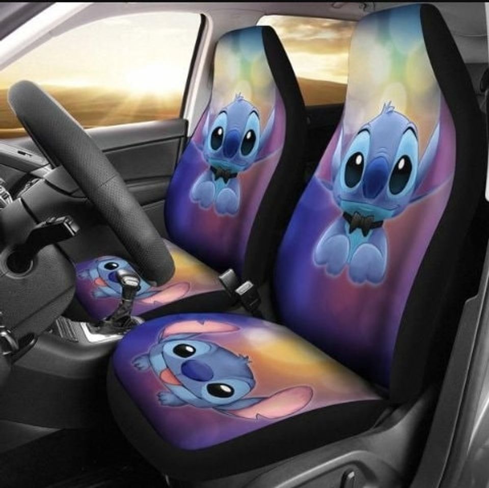 Stitch Cute Face 3D Car Seat Cover, Disney Car Seat Covers
