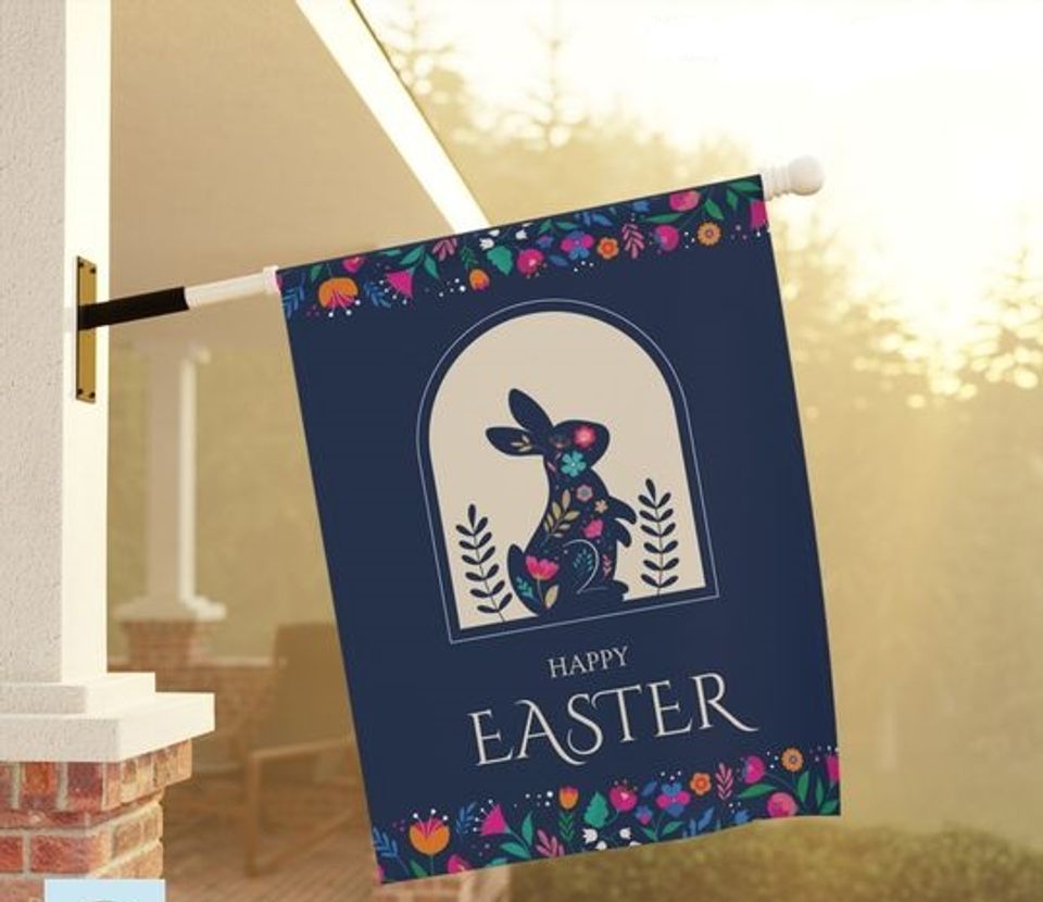 Happy Easter Bunny House Flag, Easter Day Decorations