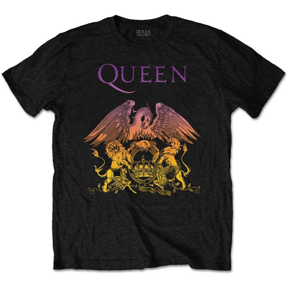 Vintage T-Shirt - Queen Unisex Top Freddie Mercury Gradient Crest Retro 70's Classic Rock Tee