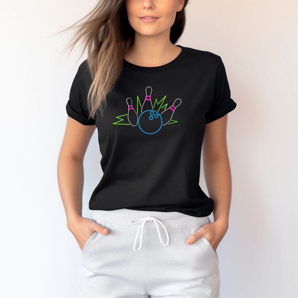 Electric bowling shirt, Love bowling, women's bowling shirt, bowling pins, bowling shirt, cute bowling shirt