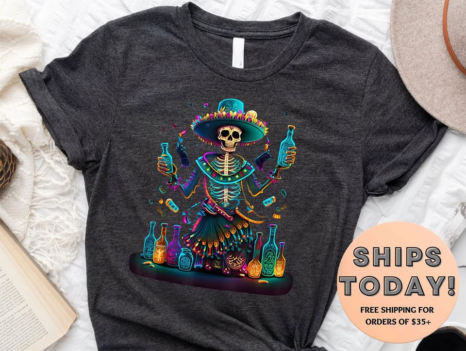 Happy Cinco de Mayo Shirt, Mexican Skull with Flowers Shirt
