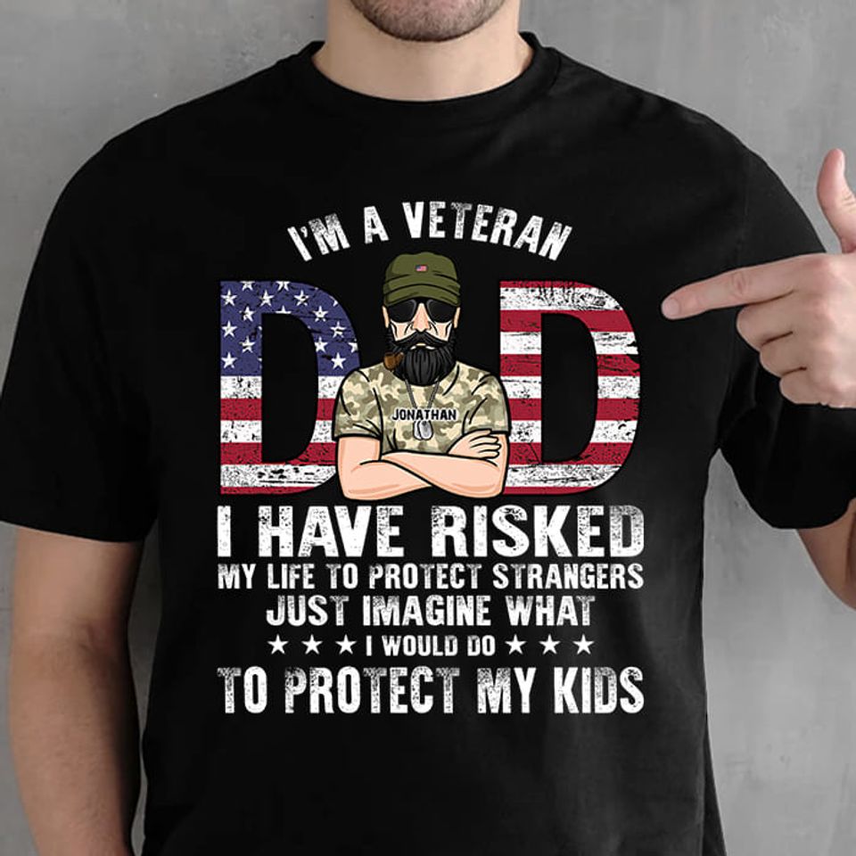 Veteran Dad Independence Day Custom Gift Personalized Unisex T-Shirt