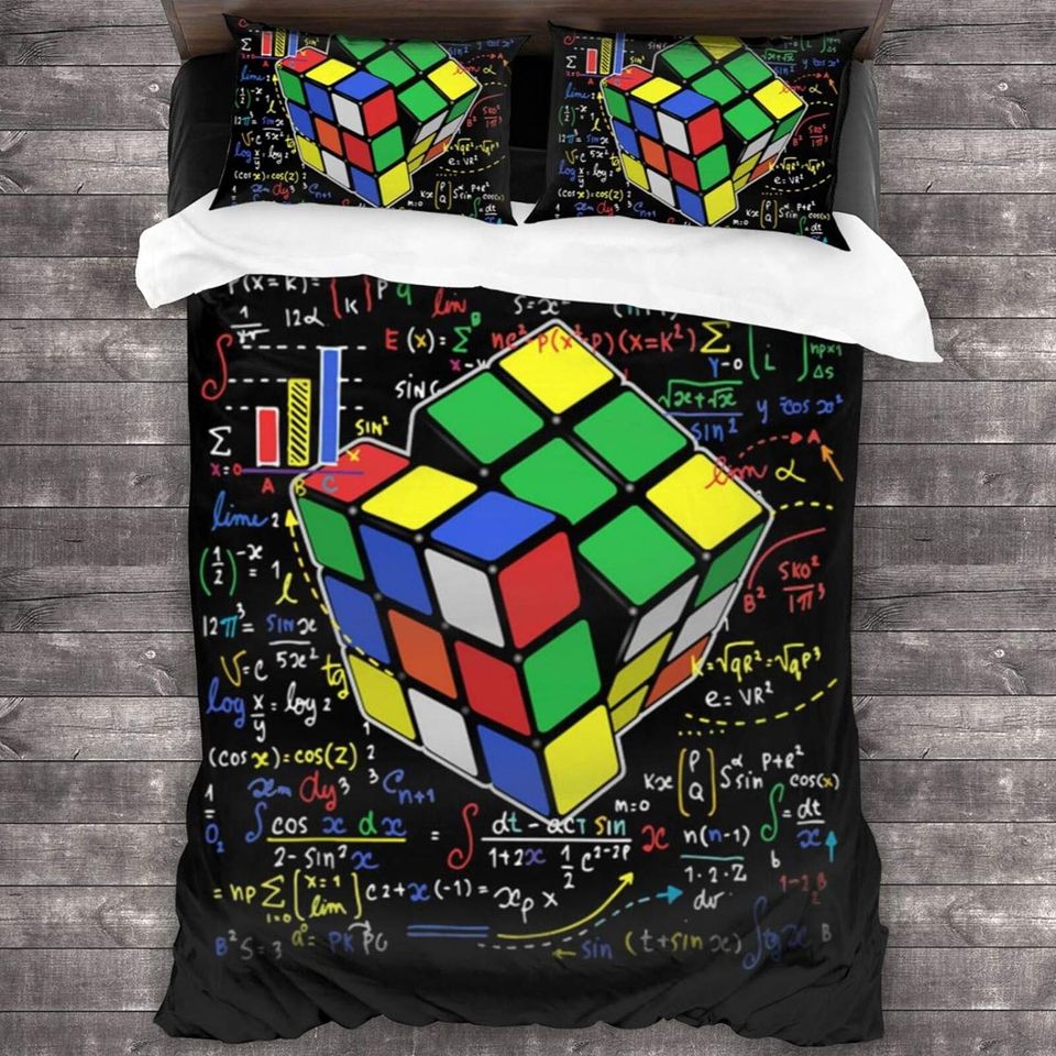 Holderoo Cool Math Rubik Cube Rubix Math Lovers Gift Bedding Set  Comforter Bedding Set