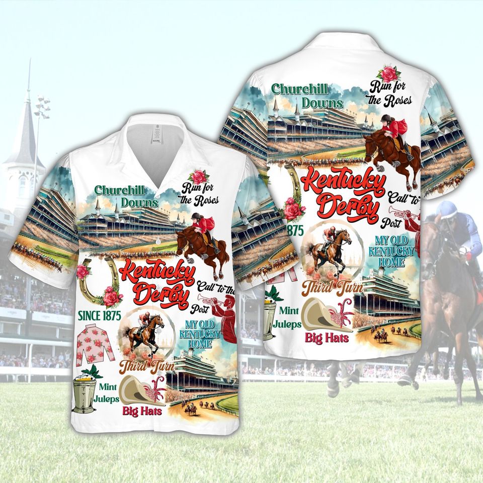2024 Kentucky Derby Hawaiian Shirt, Derby Day, Horse Racing Button Down Shirt, KY Churchill Downs,Derby, Talk Derby To Me
