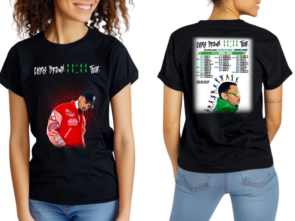 Chris Brown 11:11 Tour Concert Double Sided Shirt