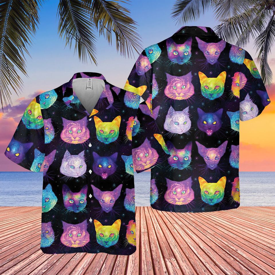 Cat Lovers Hawaiian Shirt, Cat 3D Hawaiian Shirt, Hawaiian Beach Tee, Summer Aloha , Gifts For Cat Owner, Family Gift, Tropical Hawaiian