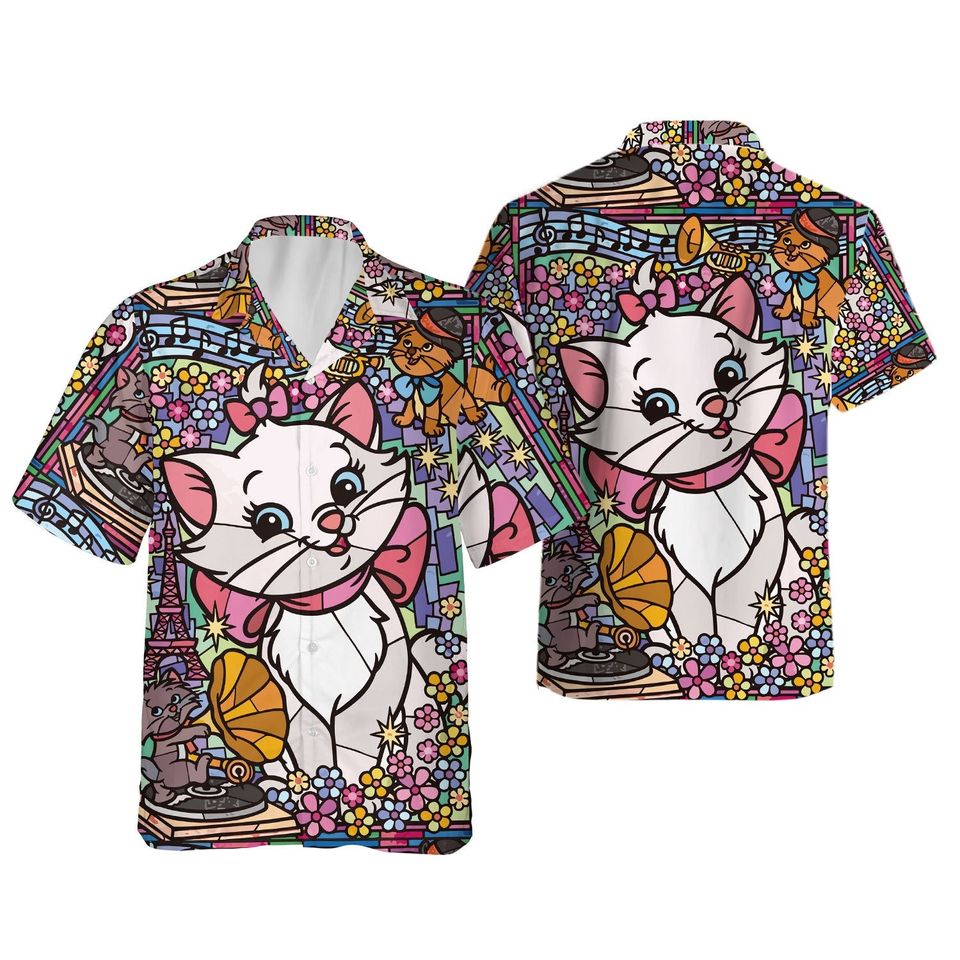 Disney The Aristocats Hawaii Shirt, Marie Aristocats Shirt, Disneyland Button Up Shirt, Disney World Shirt, Disney Girls Trip 2024 Gift
