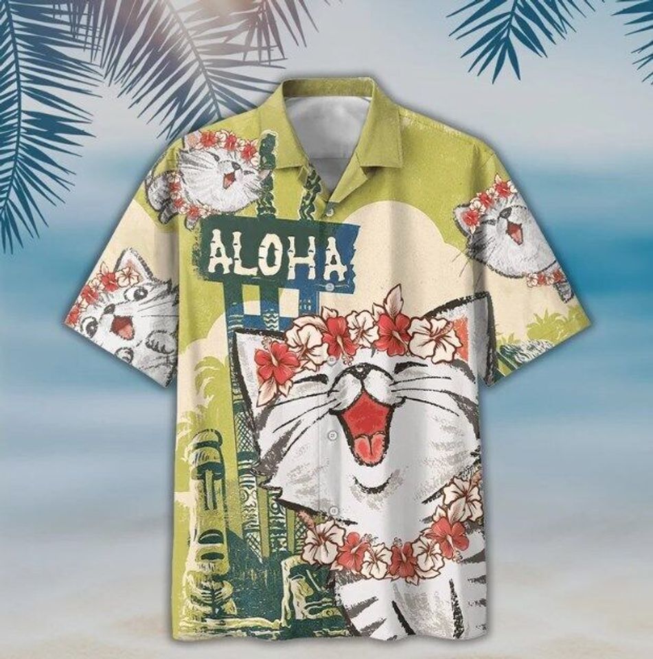 Aloha Cat Love Hawaii Shirt, Summer Hawaiian Shirt, Pet Love Shirt