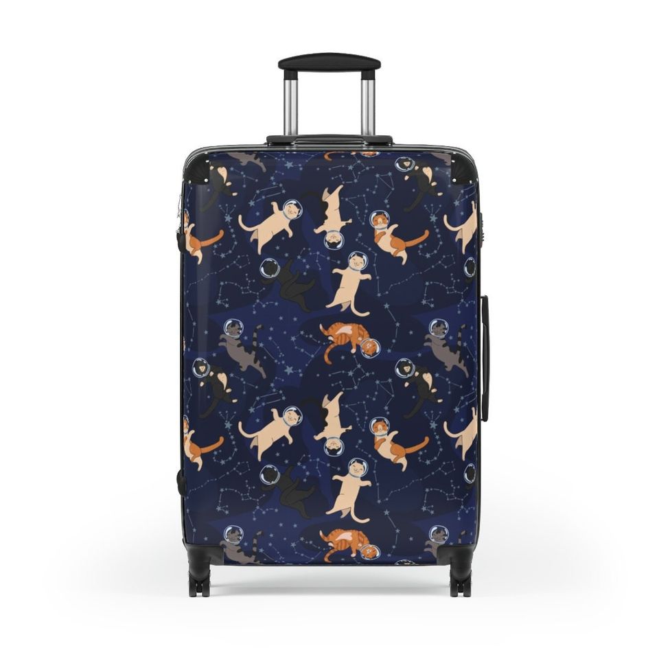 Cats in Space Cabin Suitcase , Constellation Cute Carry On Travel