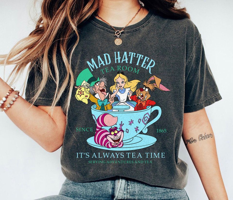 Vintage Alice in Wonderland Shirt, Mad Hatter T-shirt, Tea Party Tee