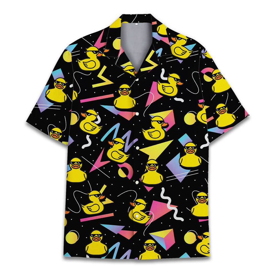 Retro Duck Hawaiian Shirts, Graphic 80s 90s Retro Shirt