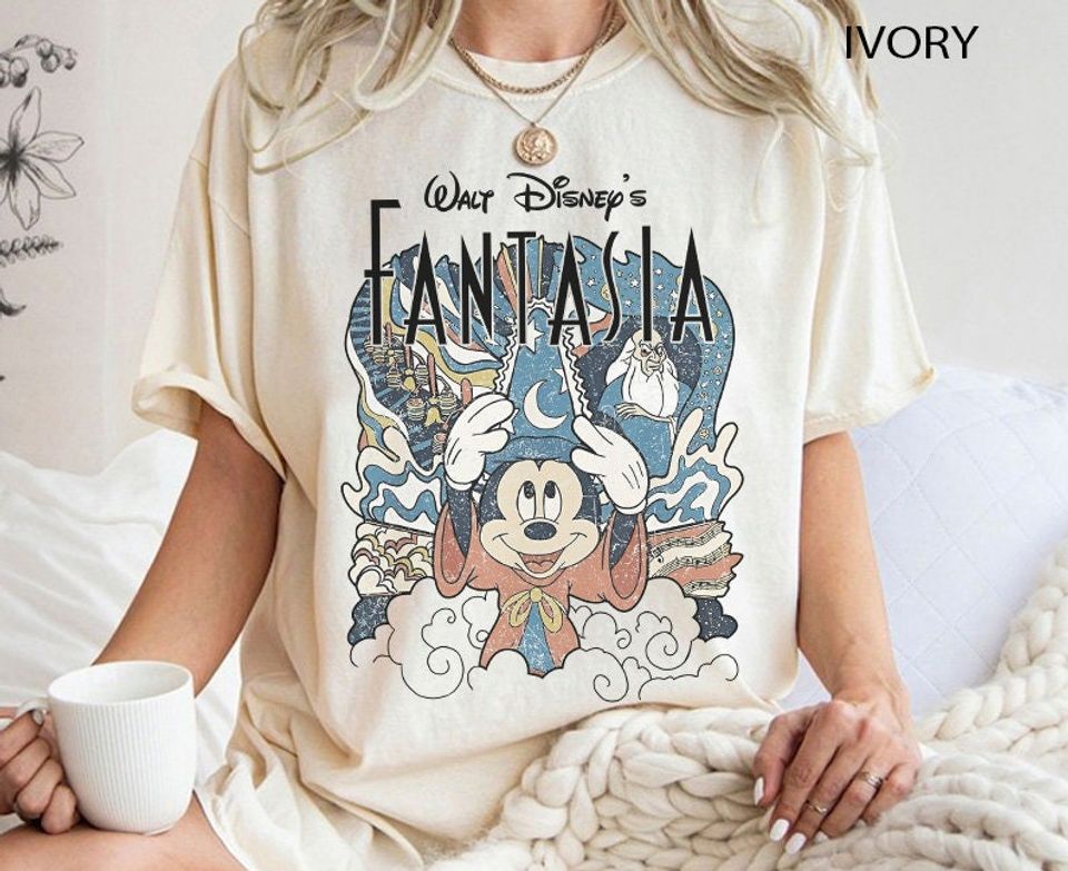 Vintage Magic Mickey Shirt, Fantasia Sorcerer Mickey Shirt, Vintage Disneyland Shirt, Magical Kingdom, Hollywood Studios, Women Disney Shirt