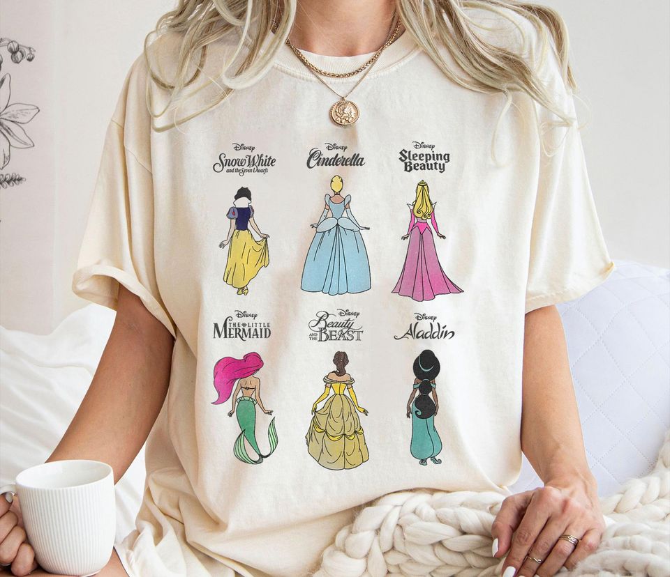Princess Reverse Group Shirt, Sleeping Beauty, Snow White, Cinde, Belle, Ariel, Jasmine Tee, Disney Family Vacation, Disneyland Trip