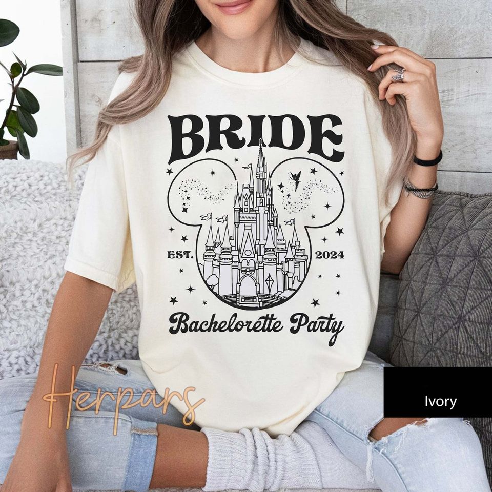 Magical Disney Castle Team Bride and Bride To Be Mickey T-shirt, Disney Bachelorette Party Squad Tee, WDW Disneyland Family 2024 Trip