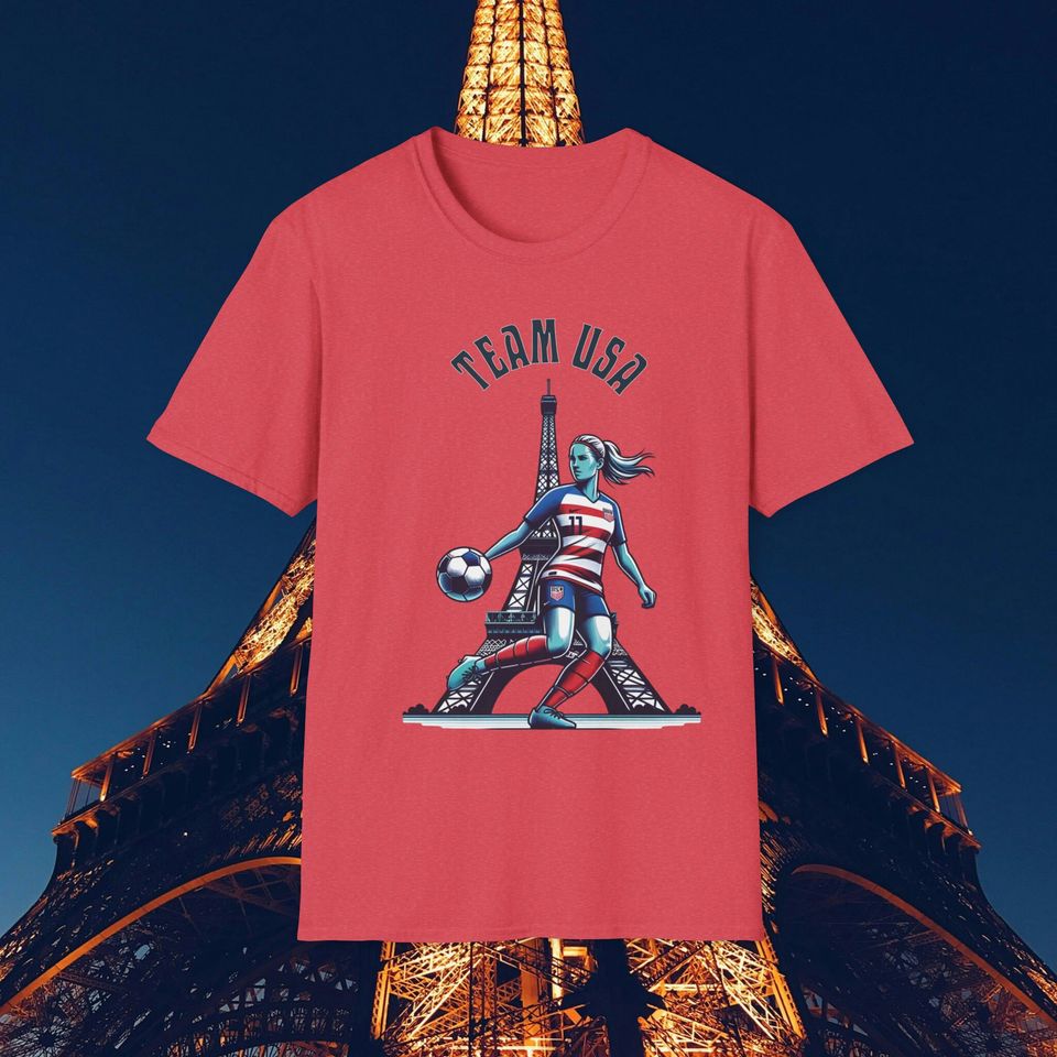 Supporters Tshirt for USA Women's Soccer - Unique Eiffel Tower Design