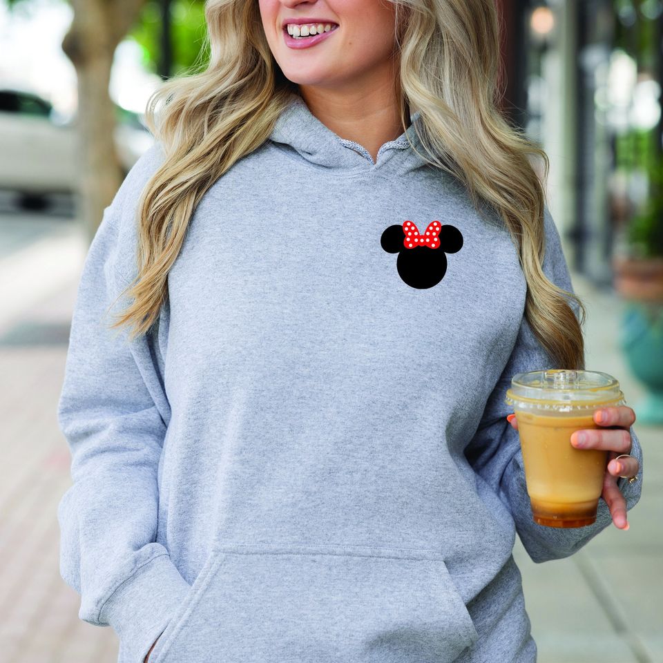 Pocket Minnie Mouse Adult Unisex Hoodie Sweatshirt