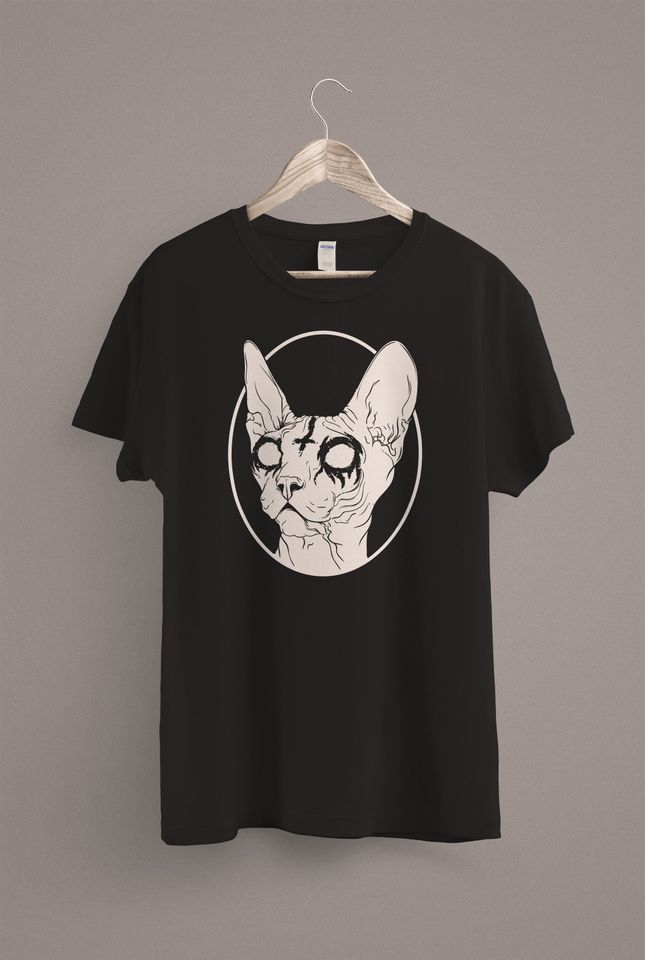 Death Metal Sphynx Cat T-Shirt | Satanic Clothing | Black Metal | Witchy | Goth Shirt | Gothic Clothing | Aesthetic Clothing
