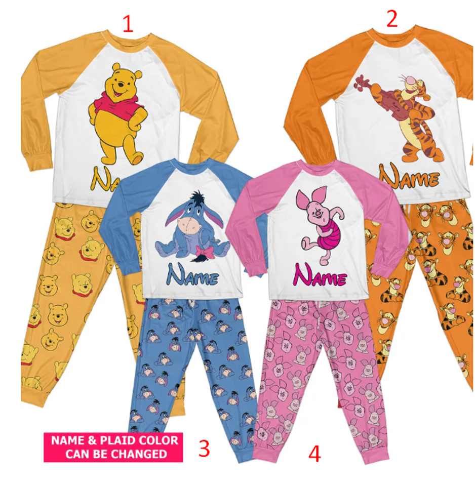 Custom Disney Pajama, Pooh Bear Piglet Tigger Eeyore Pajamas