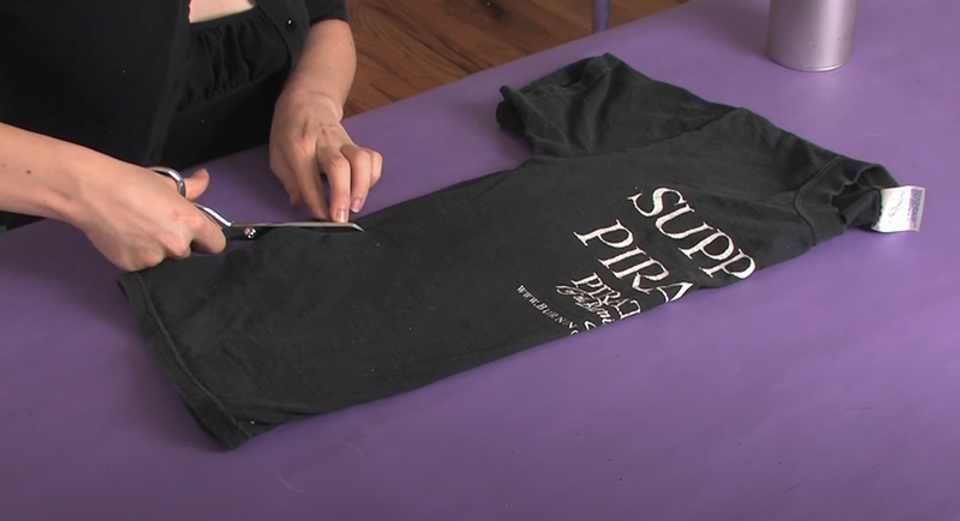 Cutting the sleeves and neckline 