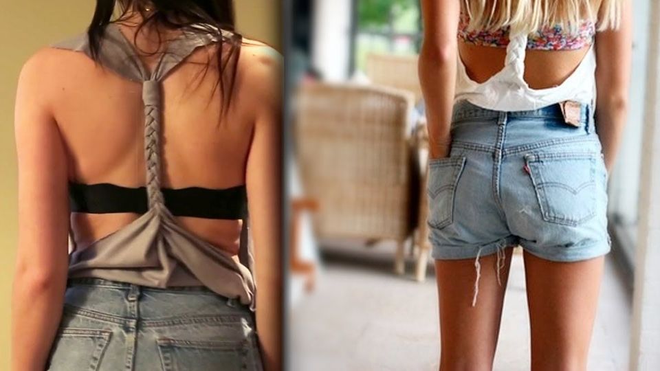 making a DIY racerback tank top out of t-shirt