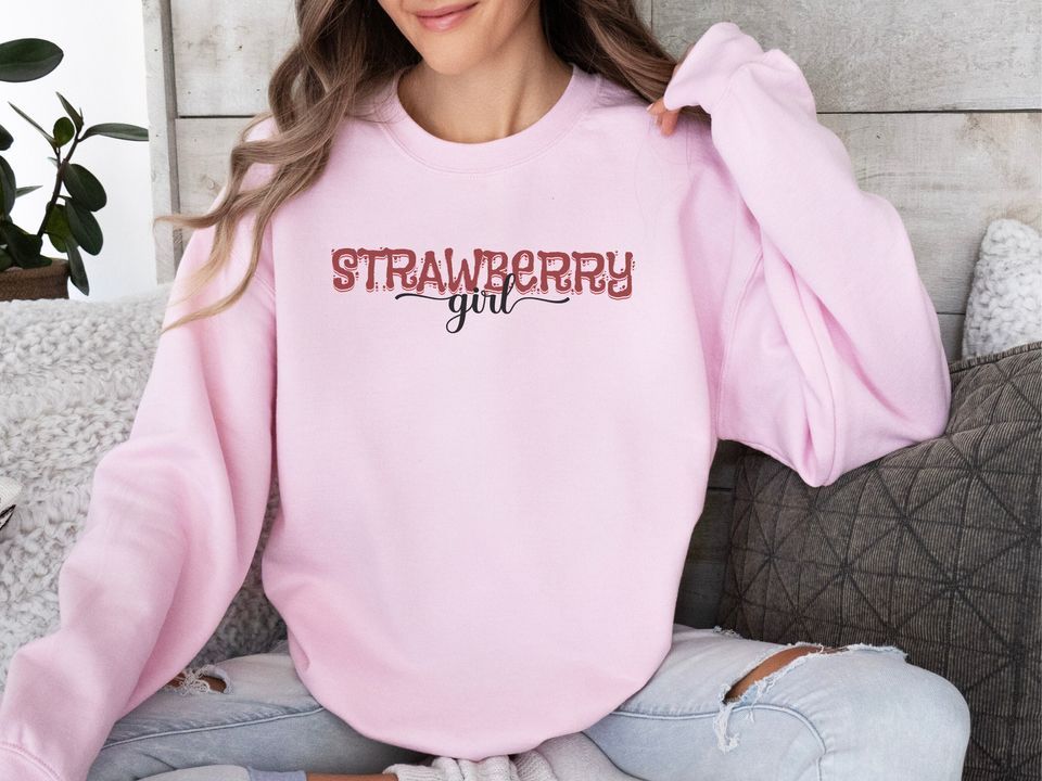 Strawberry retro sweatshirt, cottagecore crewneck sweater