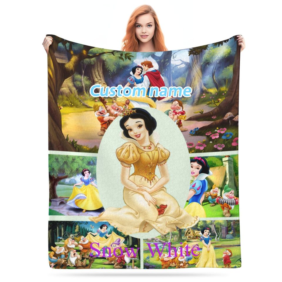 Personalized Disney Snow White Blanket Custom Photo Sofa Blanket Christmas Bediing Adult Baby Shower Blanket Year-round Gift