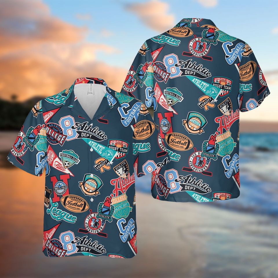 Football College Badges All Over Print Shirt, Summer Family Hawaiian Shirt