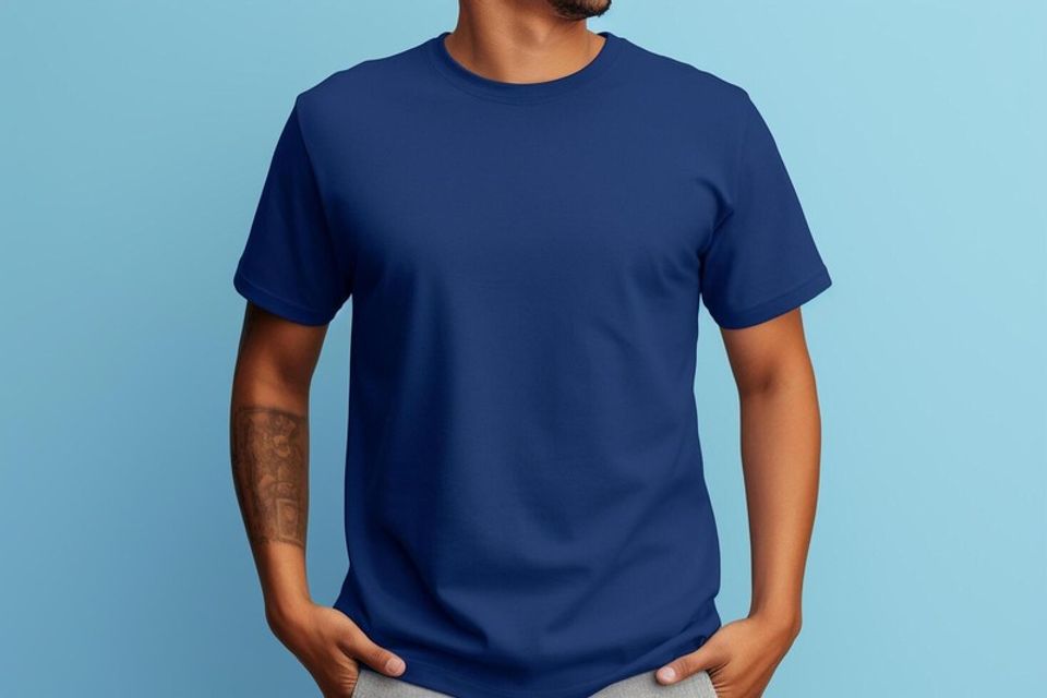 Man wearign a classic fit t-shirt