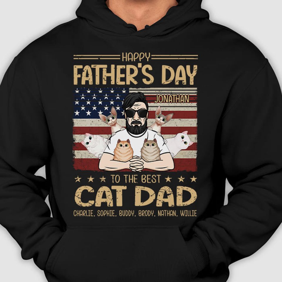 Best Cat Dad's Father Day - Gift For Dad - Personalized Unisex T-Shirt