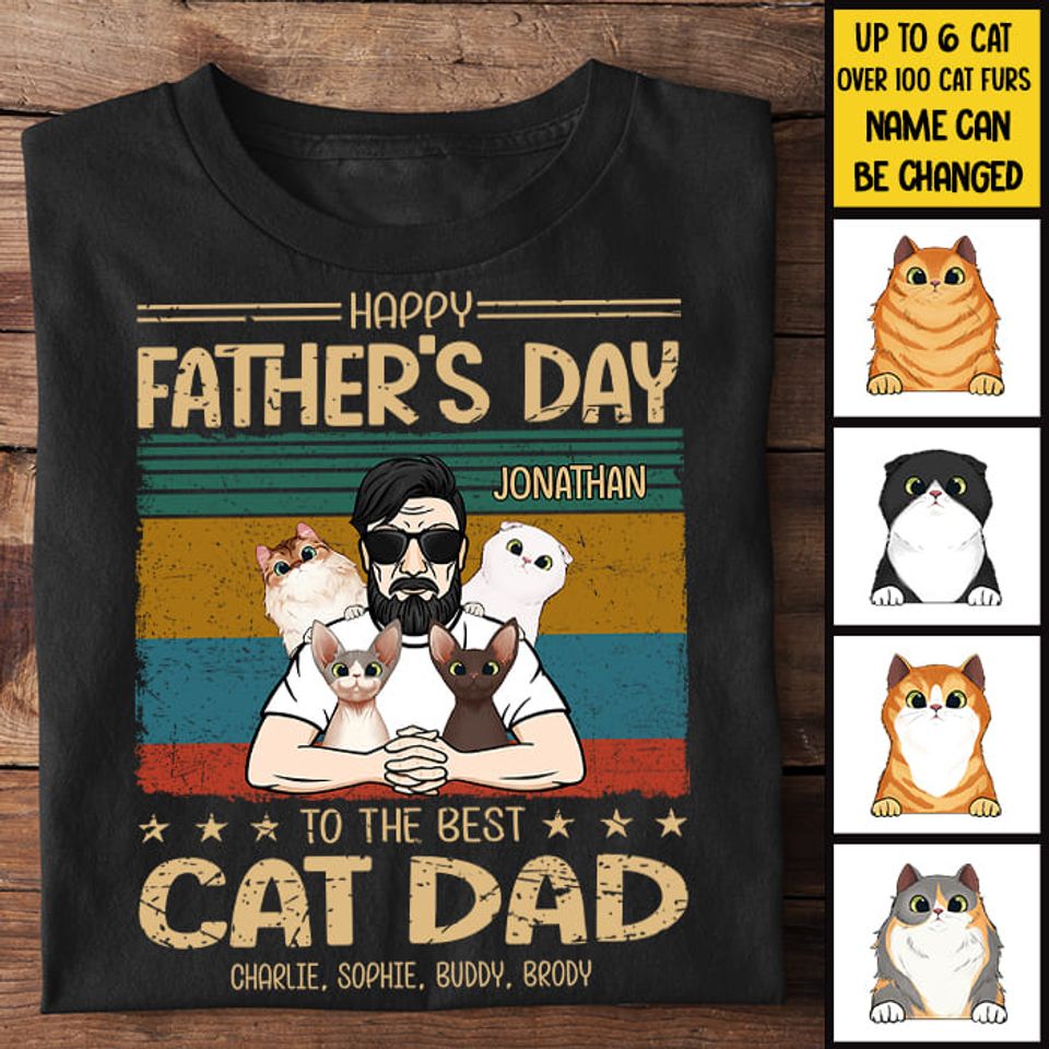 Best Cat Dad's Father Day - Gift For Dad - Personalized Unisex T-Shirt