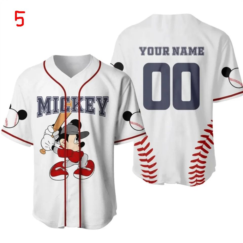 Custom Name Mickey Baseball Jersey Pattern Baseball Jersey, Disney Minnie Mickey Mouse Jersey