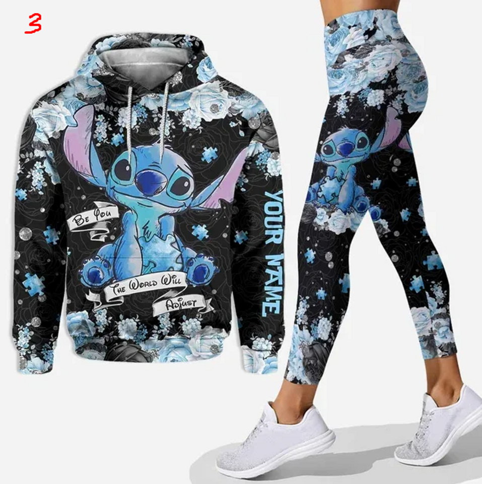 Disney Stitch 3D Hoodie Leggings Set